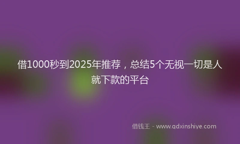 借1000秒到2025年推荐，总结5个无视一切是人就下款的平台