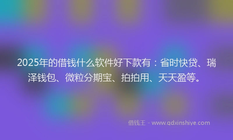 2025年的借钱什么软件好下款有：省时快贷、瑞泽钱包、微粒分期宝、拍拍用、天天盈等。