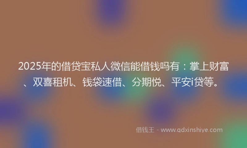 2025年的借贷宝私人微信能借钱吗有：掌上财富、双喜租机、钱袋速借、分期悦、平安i贷等。