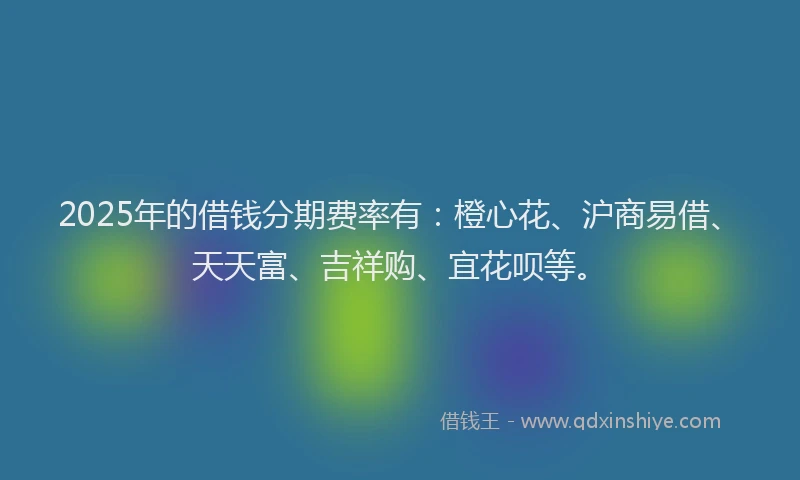 2025年的借钱分期费率有：橙心花、沪商易借、天天富、吉祥购、宜花呗等。