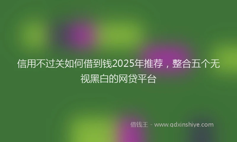 信用不过关如何借到钱2025年推荐，整合五个无视黑白的网贷平台
