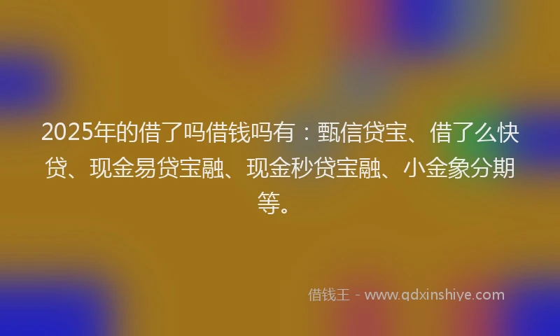 2025年的借了吗借钱吗有：甄信贷宝、借了么快贷、现金易贷宝融、现金秒贷宝融、小金象分期等。