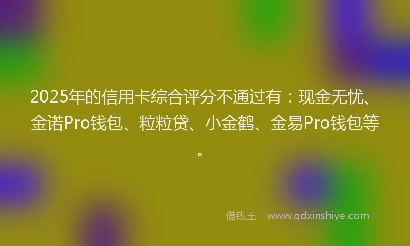 2025年的信用卡综合评分不通过有：现金无忧、金诺Pro钱包、粒粒贷、小金鹤、金易Pro钱包等。