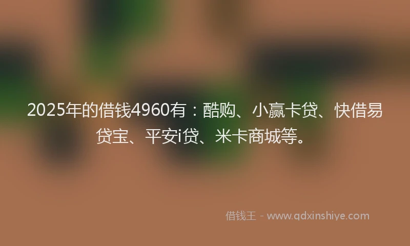 2025年的借钱4960有：酷购、小赢卡贷、快借易贷宝、平安i贷、米卡商城等。