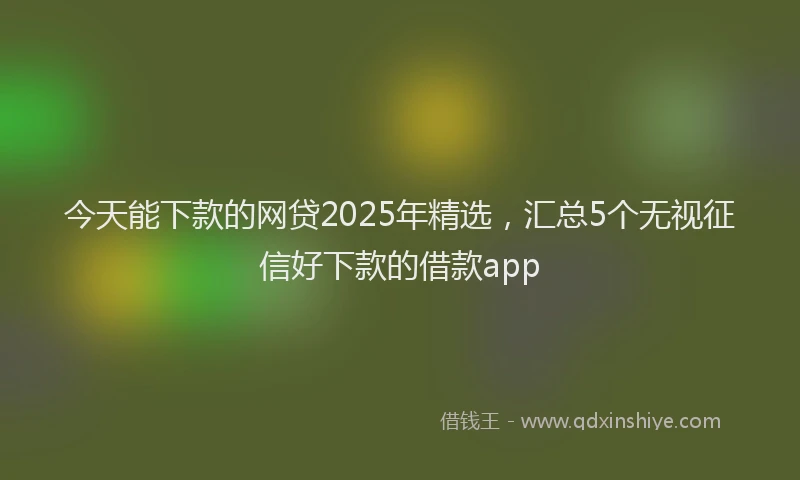今天能下款的网贷2025年精选，汇总5个无视征信好下款的借款app