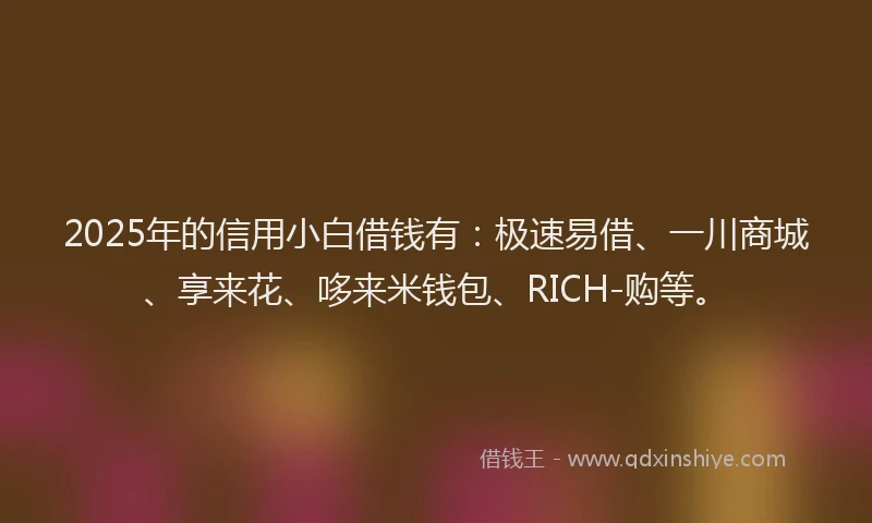 2025年的信用小白借钱有：极速易借、一川商城、享来花、哆来米钱包、RICH-购等。