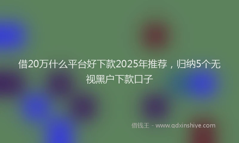 借20万什么平台好下款2025年推荐，归纳5个无视黑户下款口子
