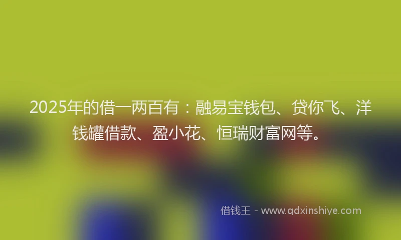 2025年的借一两百有：融易宝钱包、贷你飞、洋钱罐借款、盈小花、恒瑞财富网等。