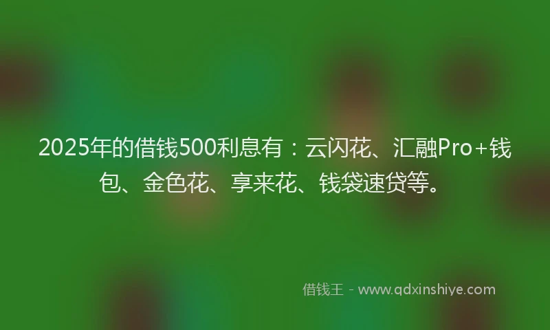 2025年的借钱500利息有：云闪花、汇融Pro+钱包、金色花、享来花、钱袋速贷等。