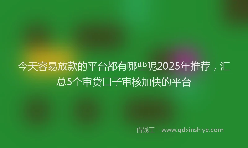 今天容易放款的平台都有哪些呢2025年推荐，汇总5个审贷口子审核加快的平台