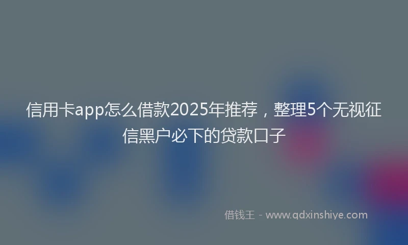 信用卡app怎么借款2025年推荐，整理5个无视征信黑户必下的贷款口子
