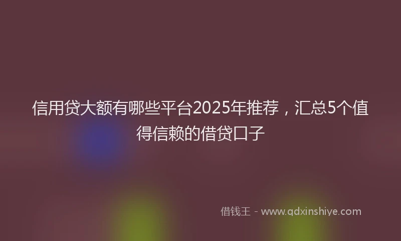 信用贷大额有哪些平台2025年推荐，汇总5个值得信赖的借贷口子