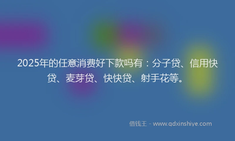 2025年的任意消费好下款吗有：分子贷、信用快贷、麦芽贷、快快贷、射手花等。