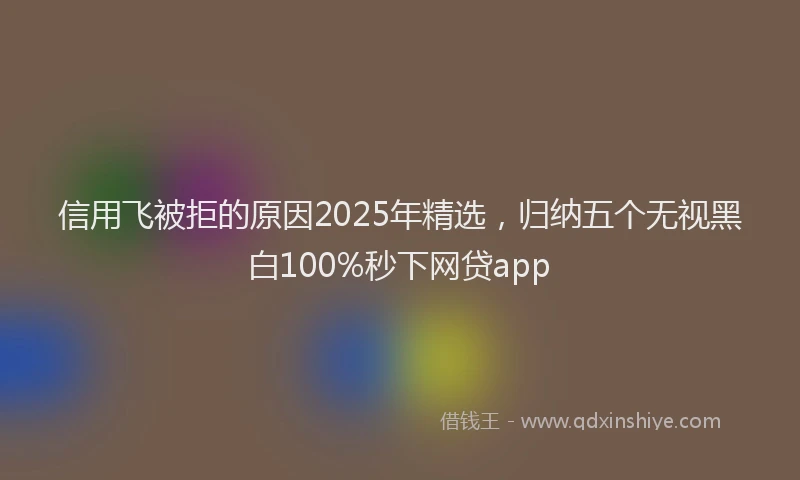 信用飞被拒的原因2025年精选，归纳五个无视黑白100%秒下网贷app