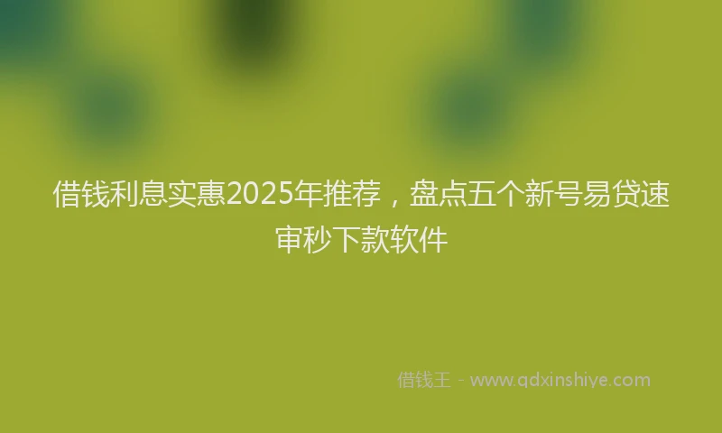 借钱利息实惠2025年推荐，盘点五个新号易贷速审秒下款软件