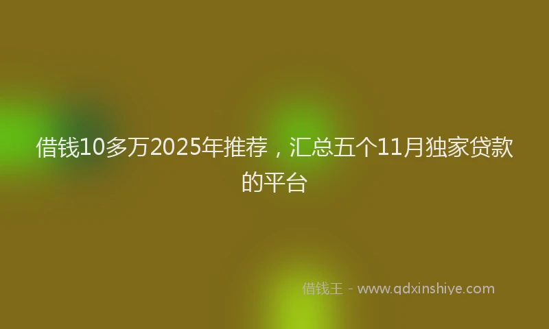 借钱10多万2025年推荐，汇总五个11月独家贷款的平台