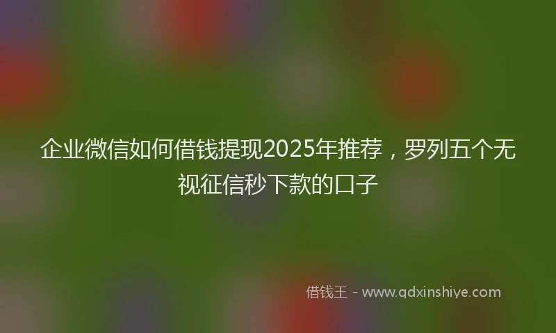 企业微信如何借钱提现2025年推荐，罗列五个无视征信秒下款的口子
