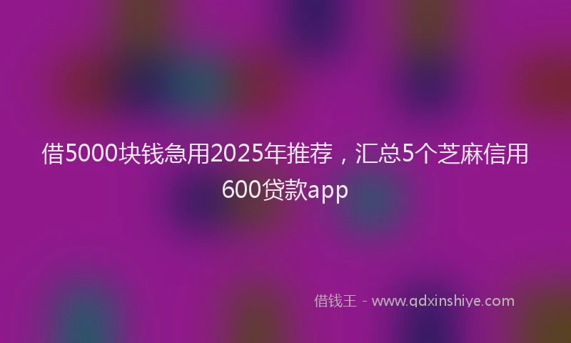 借5000块钱急用2025年推荐，汇总5个芝麻信用600贷款app