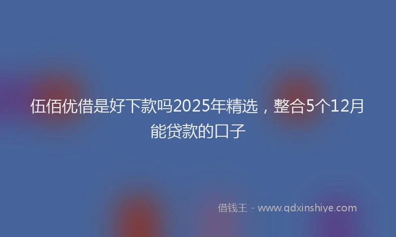 伍佰优借是好下款吗2025年精选，整合5个12月能贷款的口子