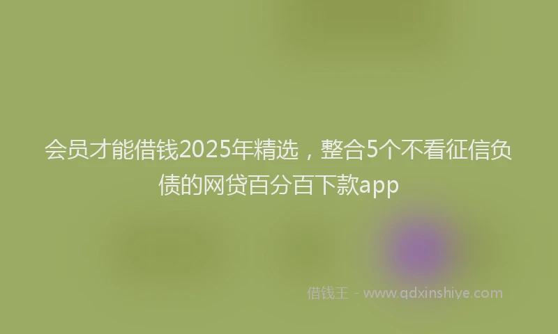 会员才能借钱2025年精选，整合5个不看征信负债的网贷百分百下款app