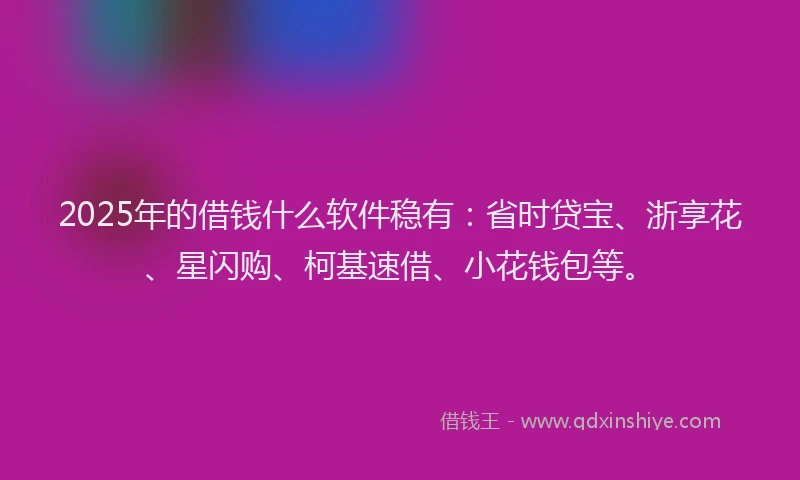 2025年的借钱什么软件稳有：省时贷宝、浙享花、星闪购、柯基速借、小花钱包等。