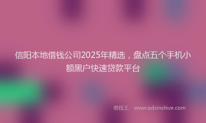 信阳本地借钱公司2025年精选，盘点五个手机小额黑户快速贷款平台