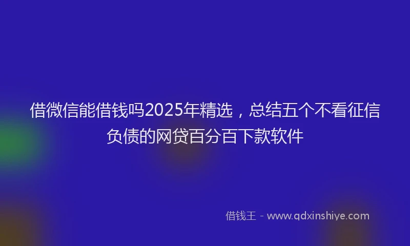 借微信能借钱吗2025年精选，总结五个不看征信负债的网贷百分百下款软件