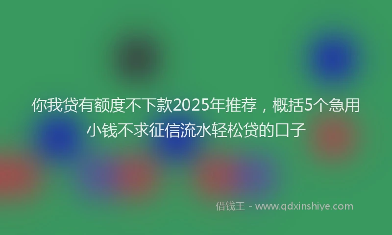 你我贷有额度不下款2025年推荐，概括5个急用小钱不求征信流水轻松贷的口子