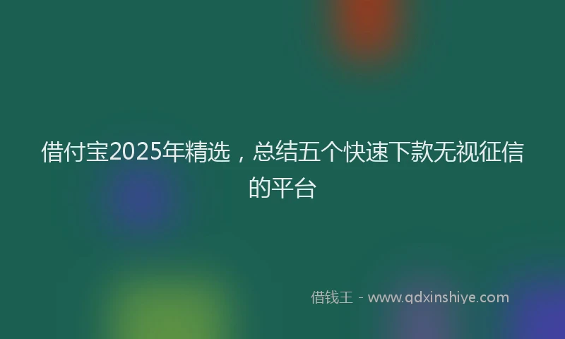 借付宝2025年精选，总结五个快速下款无视征信的平台