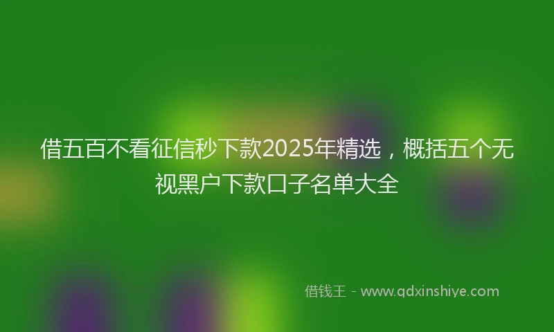 借五百不看征信秒下款2025年精选，概括五个无视黑户下款口子名单大全