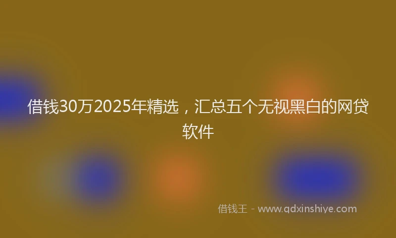 借钱30万2025年精选，汇总五个无视黑白的网贷软件