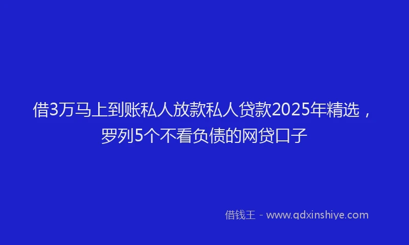 借3万马上到账私人放款私人贷款2025年精选，罗列5个不看负债的网贷口子