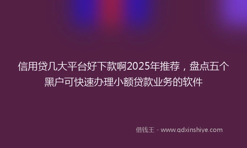 信用贷几大平台好下款啊2025年推荐，盘点五个黑户可快速办理小额贷款业务的软件