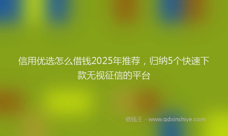 信用优选怎么借钱2025年推荐，归纳5个快速下款无视征信的平台
