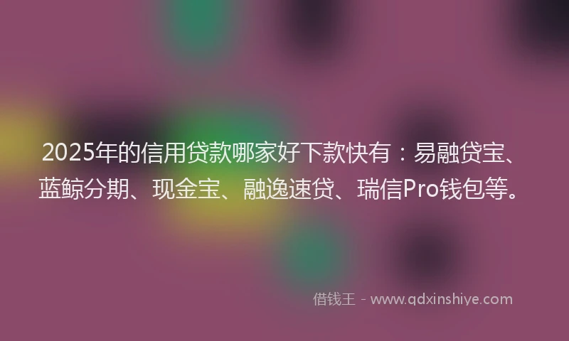 2025年的信用贷款哪家好下款快有：易融贷宝、蓝鲸分期、现金宝、融逸速贷、瑞信Pro钱包等。
