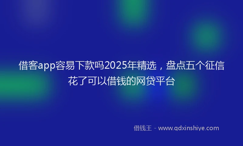 借客app容易下款吗2025年精选，盘点五个征信花了可以借钱的网贷平台