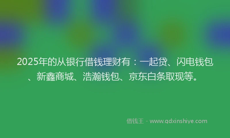 2025年的从银行借钱理财有：一起贷、闪电钱包、新鑫商城、浩瀚钱包、京东白条取现等。