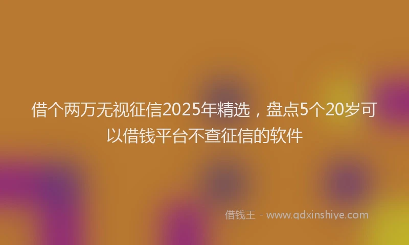 借个两万无视征信2025年精选，盘点5个20岁可以借钱平台不查征信的软件
