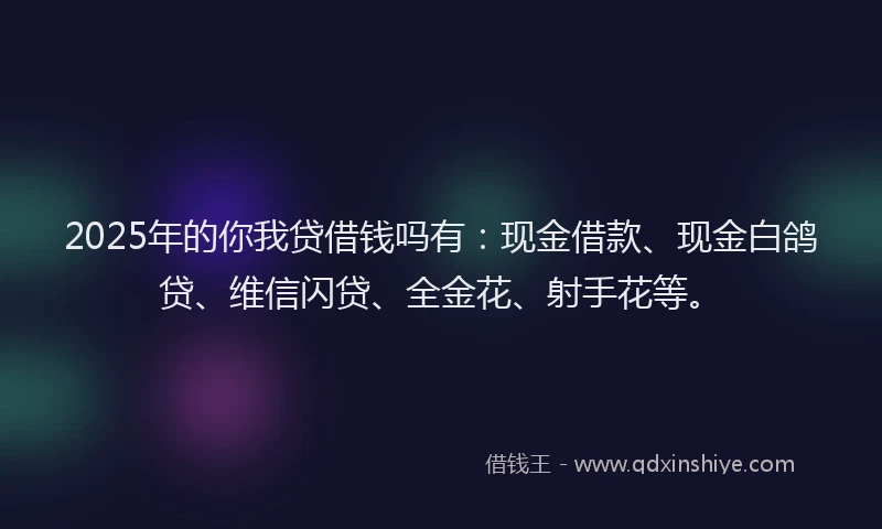 2025年的你我贷借钱吗有：现金借款、现金白鸽贷、维信闪贷、全金花、射手花等。
