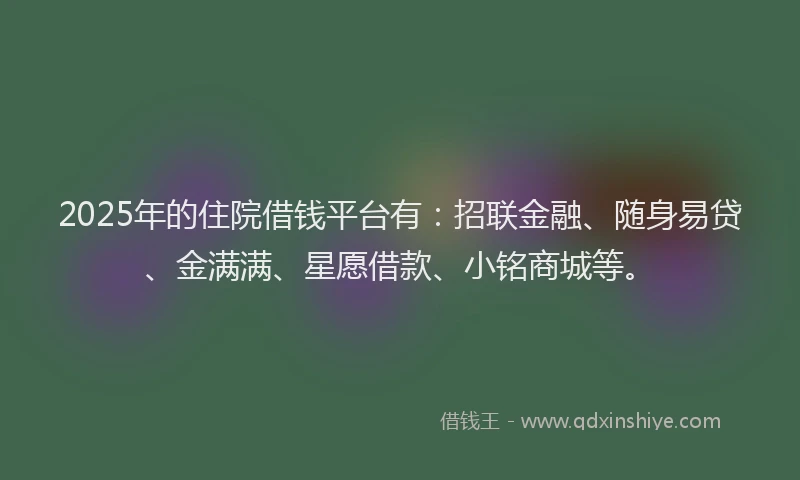 2025年的住院借钱平台有：招联金融、随身易贷、金满满、星愿借款、小铭商城等。