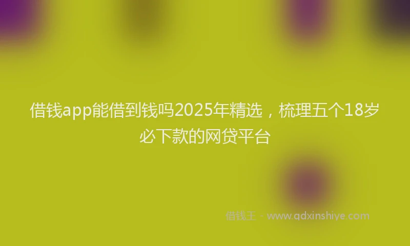 借钱app能借到钱吗2025年精选，梳理五个18岁必下款的网贷平台