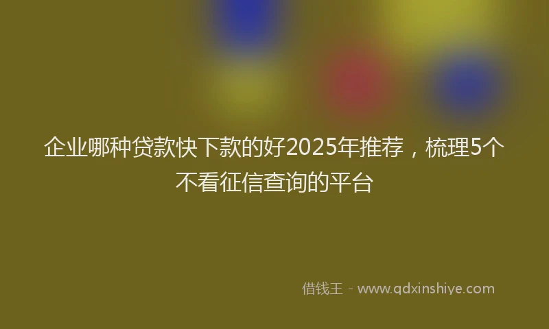 企业哪种贷款快下款的好2025年推荐，梳理5个不看征信查询的平台
