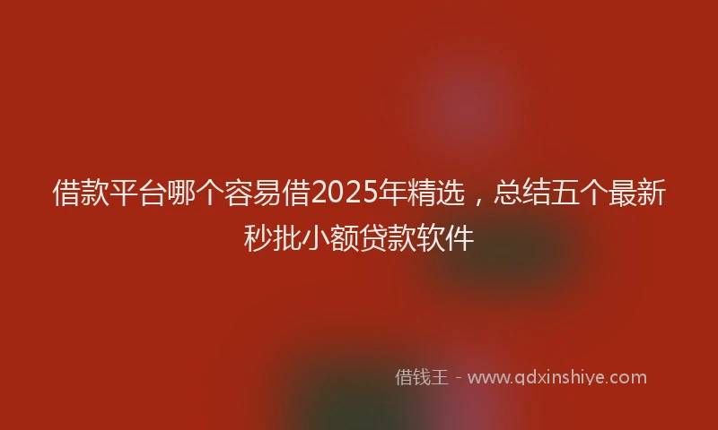 借款平台哪个容易借2025年精选，总结五个最新秒批小额贷款软件