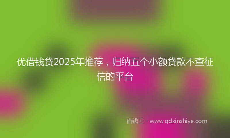 优借钱贷2025年推荐，归纳五个小额贷款不查征信的平台