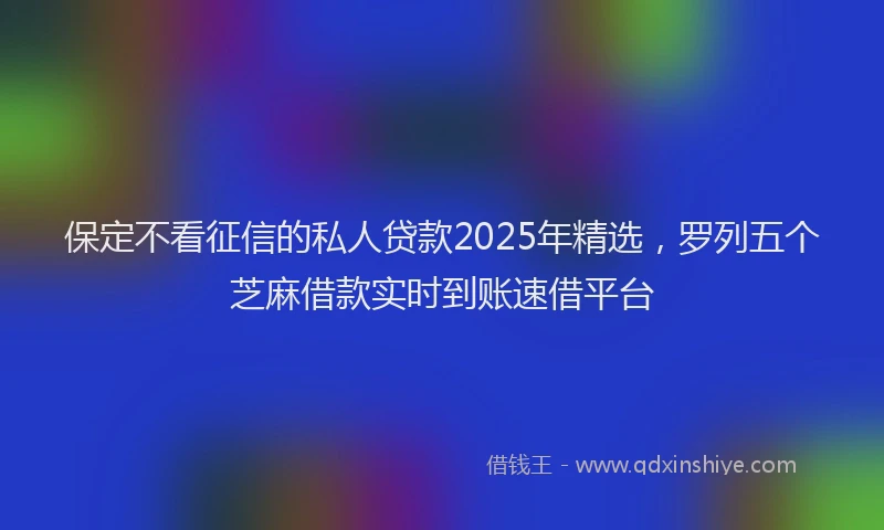 保定不看征信的私人贷款2025年精选，罗列五个芝麻借款实时到账速借平台