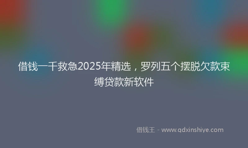 借钱一千救急2025年精选，罗列五个摆脱欠款束缚贷款新软件