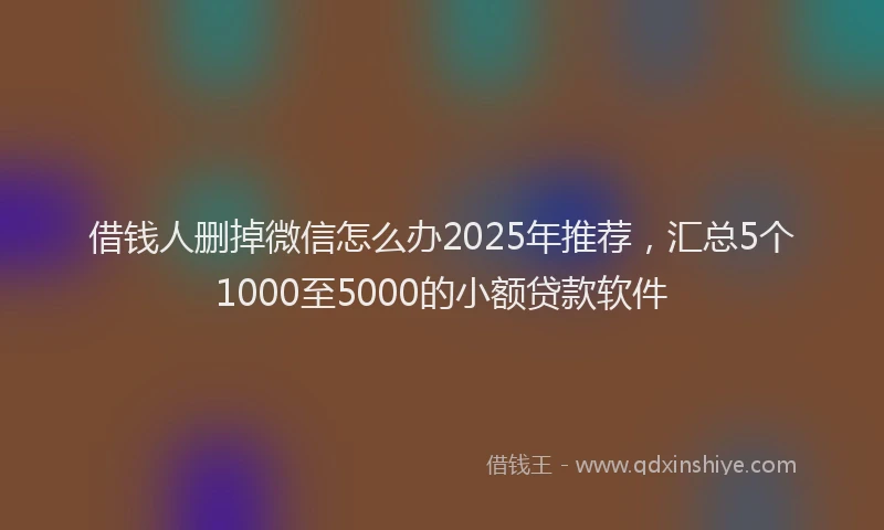 借钱人删掉微信怎么办2025年推荐，汇总5个1000至5000的小额贷款软件