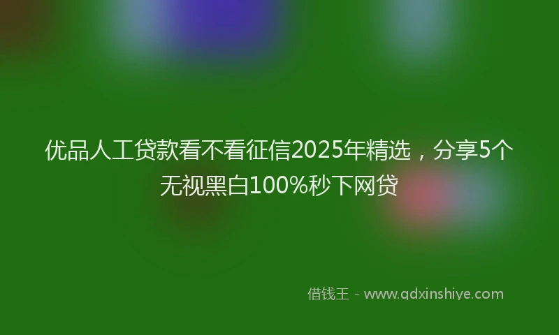 优品人工贷款看不看征信2025年精选，分享5个无视黑白100%秒下网贷