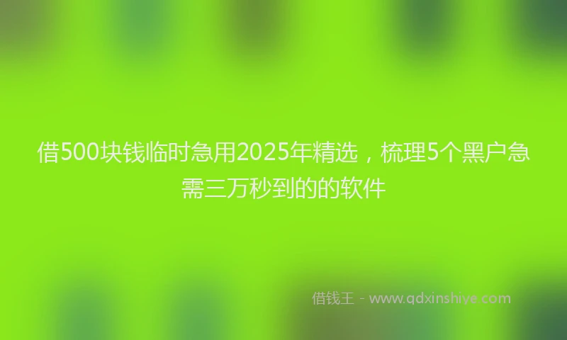 借500块钱临时急用2025年精选，梳理5个黑户急需三万秒到的的软件