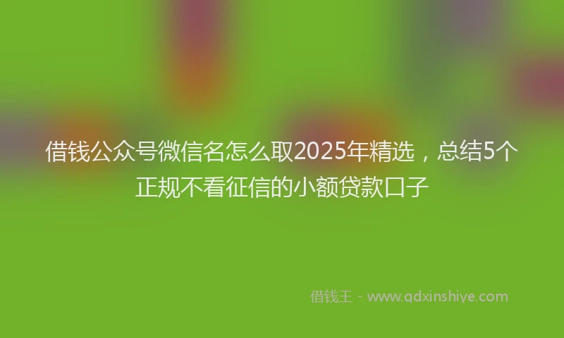 借钱公众号微信名怎么取2025年精选，总结5个正规不看征信的小额贷款口子